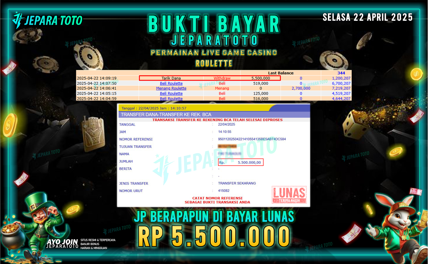BUKTI KEMENANGAN MEMBER JEPARATOTO LIVE GAME CASINO | ROULETTE