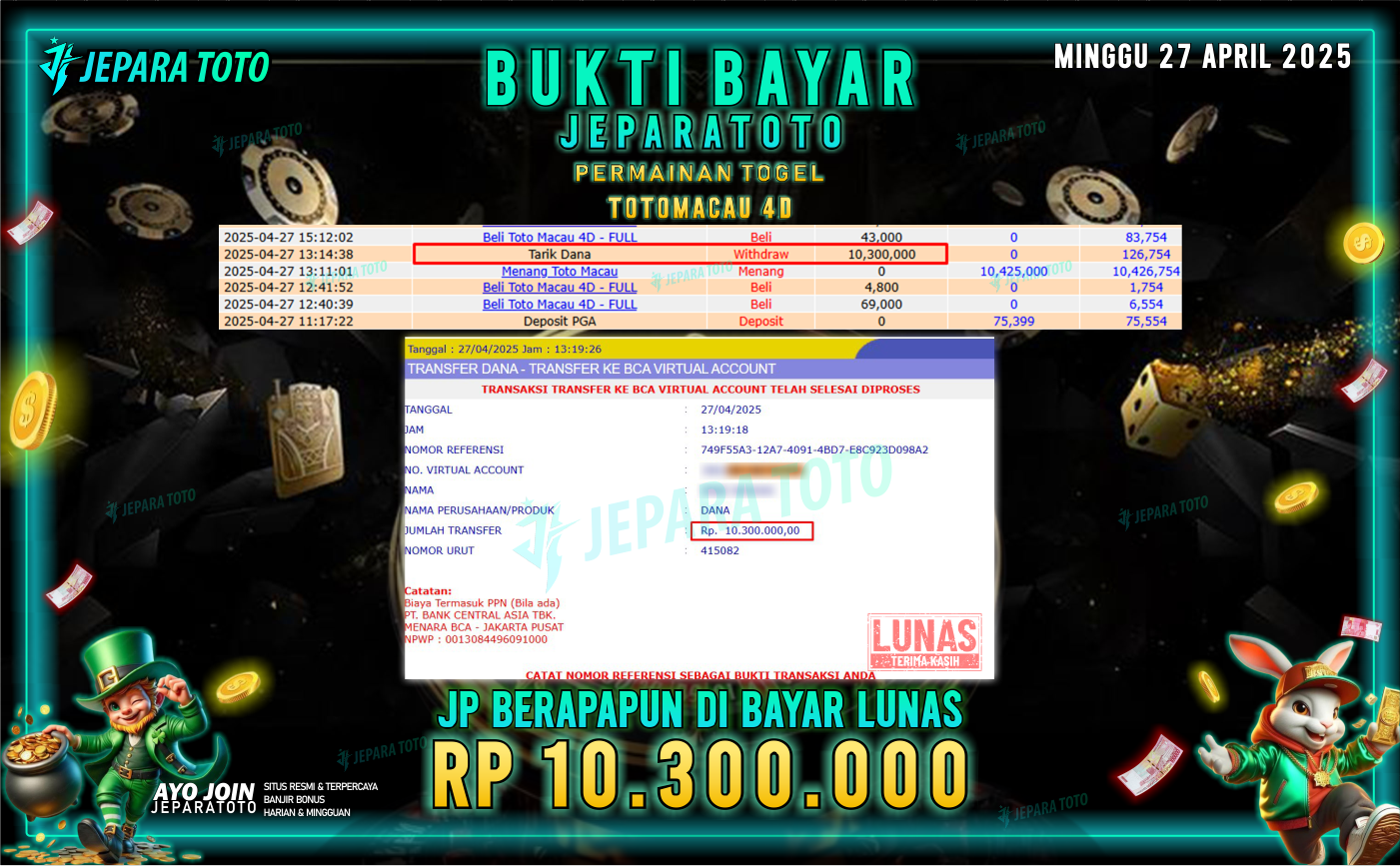 BUKTI KEMENANGAN TOGEL MEMBER JEPARATOTO | TOTOMACAU 4D