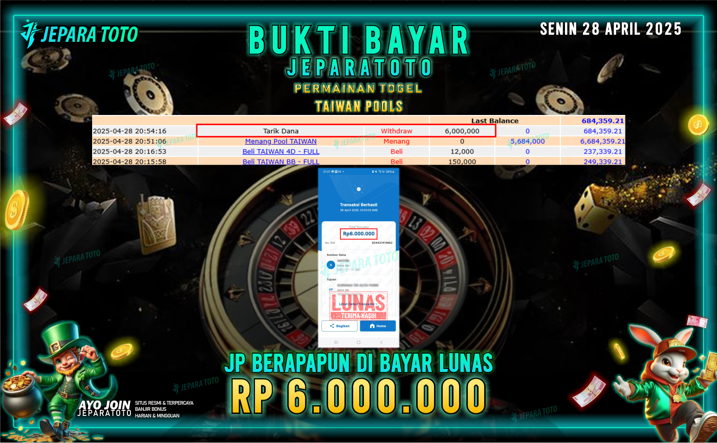 BUKTI KEMENANGAN TOGEL MEMBER JEPARATOTO | TAIWAN POOLS