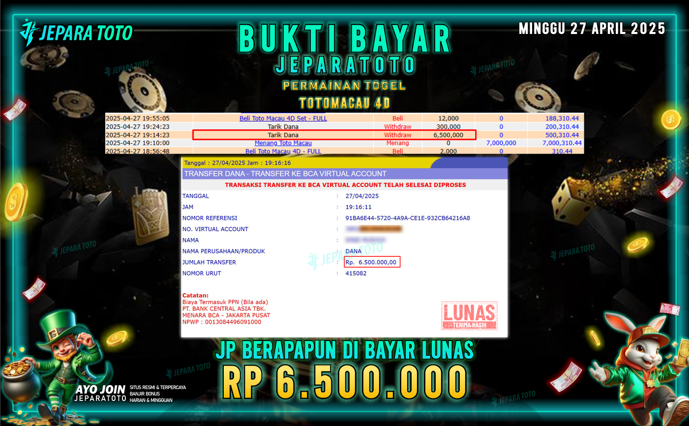 BUKTI KEMENANGAN TOGEL MEMBER JEPARATOTO | TOTOMACAU 4D