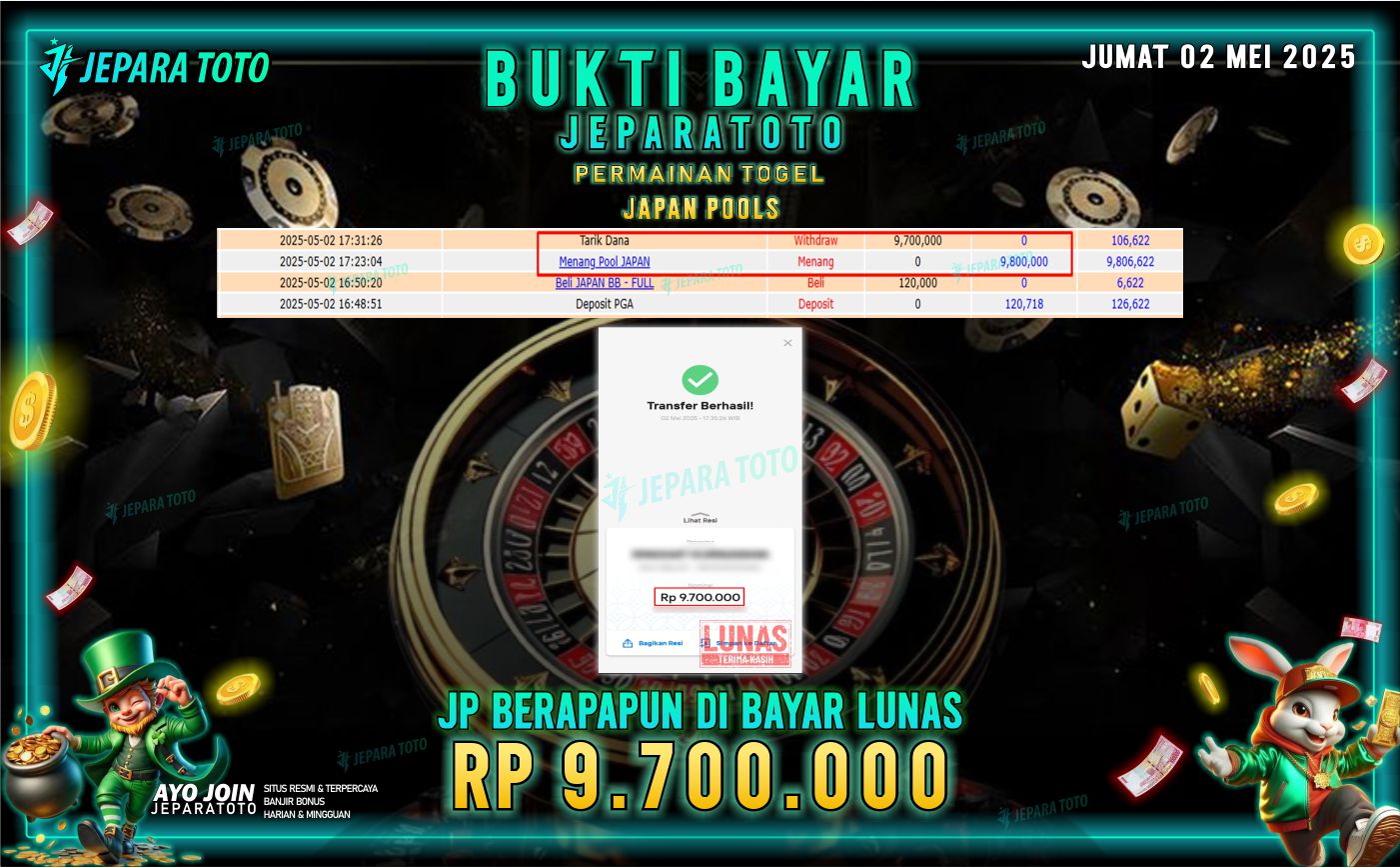 BUKTI KEMENANGAN MEMBER JEPARATOTO TOGEL | JAPAN POOLS