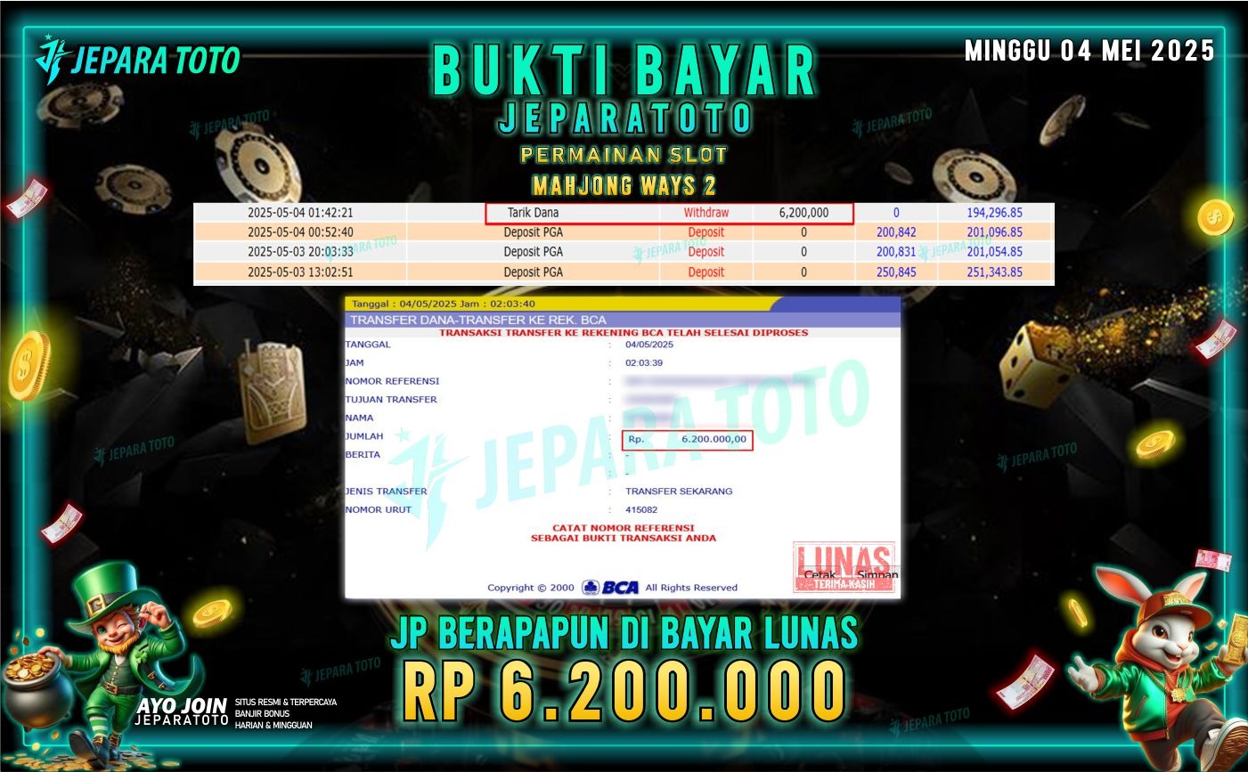 BUKTI KEMENANGAN MEMBER JEPARATOTO SLOT | MAHJONG WAYS 2